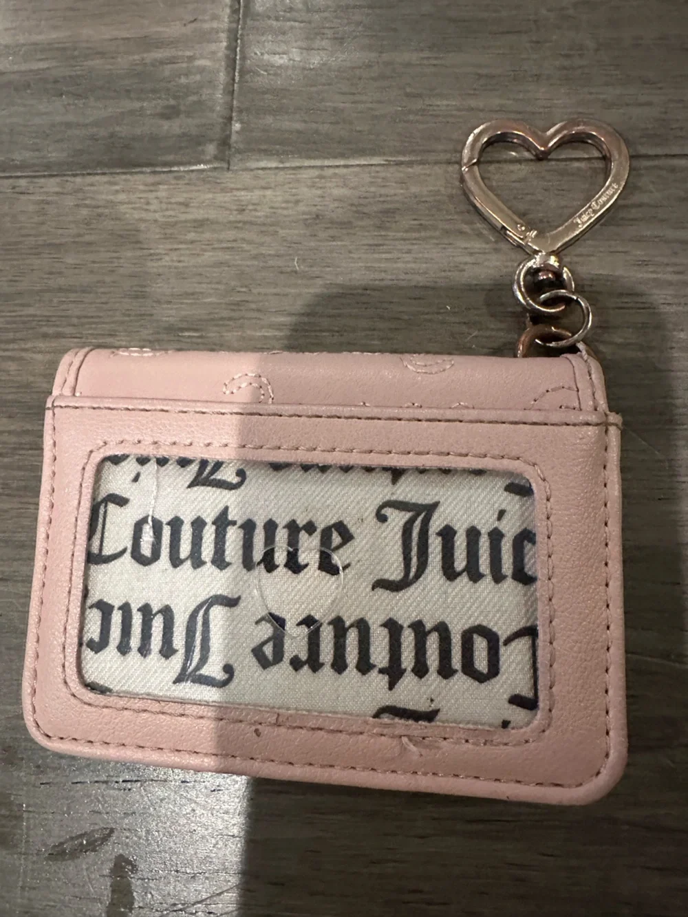 Juicy Couture Light Pink Card Holder with Heart Keyring & Gold Logo
